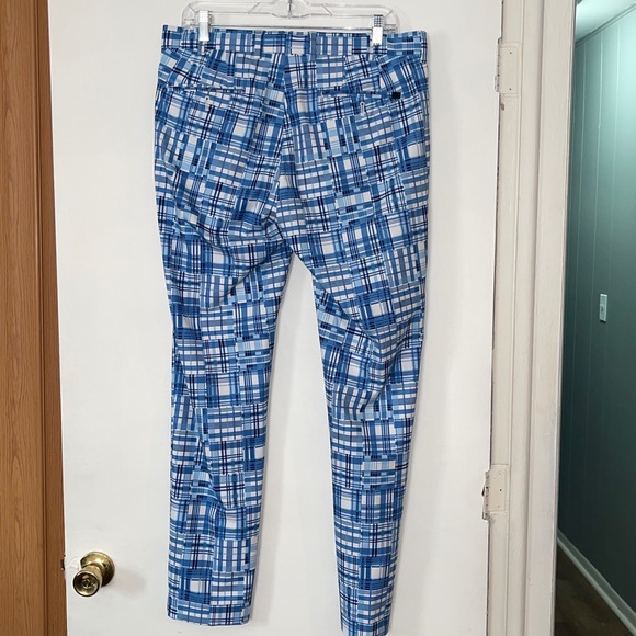 Peter Millar Crown Crafted blue madras performance trousers. - Picture 7 of 8